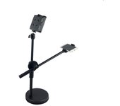 Overhead Tripod with Ring Light Table Tabletop Shooting Stand Tripods with Mobile Phone Holder Boom Arm for Nail Art Photography