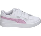 PUMA | Zapatillas Puma Courtflex V3 Infantiles – Deportiva en Color Blanco y Rosa – Sneaker con Cierre de Doble Velcro – Máxima Sujeción – Estilo Casual – Cómodas – Versátiles – Modelo 394253-10