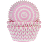 Glotomania - Capsulas Cupcake House Of Marie Rosas Chevron - Moldes para Hornear - Papel de Alta Calidad - Apta para Horno - Medidas Aprox. Ø 5 Cm - Utensilios de Repostería