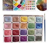 Gogodusk Juego de pintura de acuarela cambiante, pintura de acuarela que cambia de color forestal, acuarelas con brillo metálico Lisilinka, juego de pintura de acuarela metálica, 20 colores de pinturas de acuarela brillantes (2PCS)
