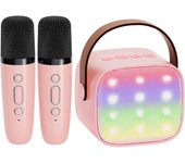 Mini máquina de karaoke para niños y adultos, altavoz Bluetooth portátil with 2 micrófonos inalámthricos, juguetes de regalo de Navidad para niños de 4, 5, 6, 7, 8, 9, 10, 11, 12 años o más (Pink Claro)