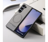 Simple Magnetic Oblique Cloth Texture Phone Case For Samsung Galaxy Z Fold 6 5 4 3 5G Hard PC Shell Durable Protective Cover