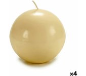 Vela Crema Cera 10 x 10 x 10 cm (4 Unidades)