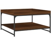 vidaXL Mesa de centro madera de ingeniería y hierro 80x80x45 cm Negro, Roble Sonoma, Roble ahumado Mesita de Salón o Comedor o Auxiliar Mesa de Café Meuble Salón