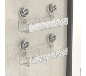 Estantes de ducha de acrílico transparente, estante de almacenamiento con ventosa, estante de esquina con ondas de agua glaciar, estante de almacenamiento para accesorios de baño (2 piezas de triángulo blanco)