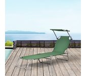 Tumbona Argozelo plegable con toldo tela 186x55x24cm - Verde oscuro [casa.pro]
