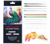 12/24 Colors Metallic Colored Pencil Drawing and Sketching Set Colored Pencil DIY Art Supplies Coloring Home Painting