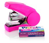 Grapadora PICCOLA con Interior Metálico y Exterior en Colores, Ideal para Llevar en el Estuche  - Ergonómica y Confortable - 50% Menos Esfuerzo - Diseño Novedoso que Grapa Hasta 20 Hojas, Calidad Máxima por SDI.