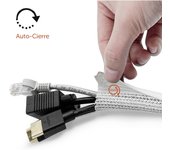 13mm-4m Organizador de Cables, Manguito de Cable Auto, Recogue Cables Mesa Escorio, Cierre Ocultar Cubre Cables para TV PC, Blanco
