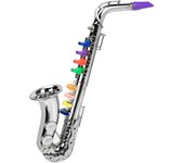 Saxofón de juguete para niños, instrumento musical de trompeta de plástico de 8 notas, juguete educativo temprano