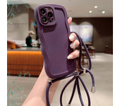 Solid color side wave crossbody strap phone case suitable For iPhone 16 15 14 13 12 11 Pro Max XS XR protective case