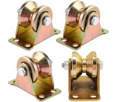 4 Pcs V Groove Pulley Wheels, Small Pulley Block 5mm with Bracket, Heavy Duty Rigid Caster V Groove Track Roller,Load Capacity 440 lbs/200kg