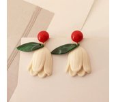 A Pair Of Sweet Little Fresh Vintage Contrast Tulip Flower Earrings