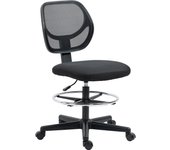 Vinsetto Silla de Oficina Ergonómica con Silla de Dibujo Anillo de Pie Ajustable Silla Giratoria de Altura Regulable 93-113 cm Silla de Escritorio con Ruedas Silla de Trabajo Negro