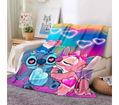 6Sizes Disney Stitch Love Printed Blanket Children Adult Blanket Soft and Warm Bedding for Bed Sofa Outdoor Travel Cover Blanket
