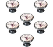 6 Un. Pomo TIRADOR Mueble Vintage Retro Metal plata Vieja RELOJ - Diámetro  37MM