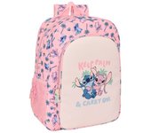 Mochila Escolar Rosa Grande Stitch Beach - Safta