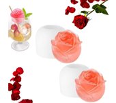 Moldes para cubitos de hielo con forma de rosa, moldes 3D para cubitos de hielo, ideal para fiestas, cócteles, juego de moldes de silicona con forma de rosa, bandeja con forma de flor para whisky, cócteles y jugos caseros (4 unidades grandes)