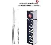 Mr.Spoon Serie Montaña Cuchillos 12, 48 o 120 piezas,Acero inoxidable 13/0,Económico y funcional,Cuchillo carne y mesa largo 235mm,cuchillo fruta 205mm,Mango monobloque,Apto para lavavajillas,Empaque ecológico,Idea para casa,hotel,restaurante