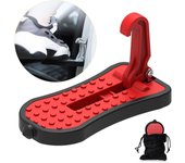 Pedal de Puerta de coche, pedal en forma de U para Techo, Facil LIT, antideslizante, multimtifción, Universal (16 cm, Rojo)