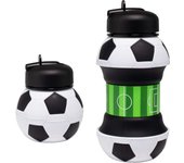 Botella de agua plegable de silicona con forma de fútbol, ​​trofeo de la Copa del Mundo y llavero con forma de fútbol, ​​sin BPA, 550 ml/19 oz, botella de agua plegable para deportes, perfecta para la escuela, regalo increíble para niños y niñas