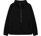 Women's Half Zipper Short Stand Up Collar Plush Monochromatic Sweat Shirt, European and American, Cross Border, Autumn, Winter