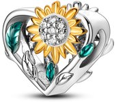 Silver Plated Rainbow Sunflower Beads Animal Elephant Pendant Charms Fit Original Bracelet For Women