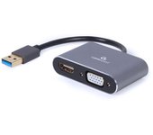 ADAPTADOR DE PANTALLA GEMBIRD USB A HDMI , VGA, GRIS ESPACIAL