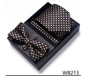 Solid Color Holiday Gift Tie Handkerchief Pocket Squares Cufflink Set Necktie Box Dark Blue Man Fit Formal Party Easter Day