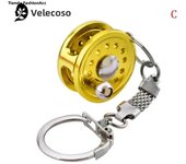 1Pcs Alloy Fishing Reel Drum Pendant Keychain Key Wheel Outdoor Fishing Tackle