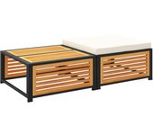 vidaXL Mesa de jardín con taburete madera maciza de acacia