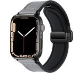 Magnetic strap for Apple watch ultra 2 band 49mm 44mm 40mm 45mm 41mm Genuine Leather+silicone bracelet iWatch series 9 8 7 6 se