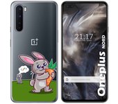 Tumundosmartphone Funda Gel Transparente para OnePlus Nord diseño Conejo Dibujos