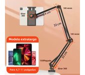 Tablet Holder for Bed with 90cm Metal Arm 360° Rotating Bed Tablet Mount Stand For iPad Stand 4.5~11 Inch Phone Tablet Bracket