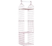 Organizador de armario colgante, estante de almacenamiento rosa de 3 niveles, rejilla minimalista, estante de tela de plástico para dormitorio, apartamento W