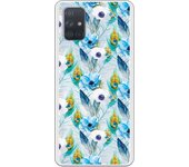 Funda compatible con Samsung Galaxy A71 - Patron flores y plumas azules