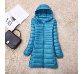 Plus Size White Duck Down Jacket Light-weight Down Jacket Women Inner Cloth Coat Ladies Long Winter Hat Hooded Femal