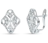 Inmaculada Romero Pendientes Oro Blanco 18k Mujer Rombo Calado Circonitas