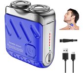 Afeitadora eléctrica portátil de doble anillo rotatorio, mini afeitadora de barba eléctrica, impermeable y cómoda, con cortador magnético de doble anillo, botón único, larga duración, ideal para viajes y uso diario, afeitadora de bolsillo (naranja)
