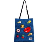 Oh My Pop Patches Shopping Bag, Dark Blue