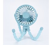 Ventilador versátil, batería de 2600 mAh, ultra silencioso, con clip, para cochecito, potente flujo de aire, giratorio 360°, portátil, USB, azul, 9,5 x 9,5 x 21 cm