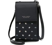 Bolso bandolera para mujer, de piel, para teléfono móvil, monedero, minibolso para el hombro con correa y ranuras para tarjetas