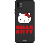 Funda original compatible con Samsung Galaxy A22 5G Negro con un diseño de Hello Kitty Logo