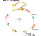 Collar de Cadena de las mujeres pulsera de Maple inoxidable with Cuentos de Piedra de varios Colores 18K Chapado en Gold Collares pulleras para las Mujeres