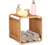 Panda Home 33x33x33 cm Estantería de bambú, Organizador Redondeado, Diseño Moderno y Natural, Ideal para Baño, Salón o Almacenaje