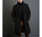 Men Elegant Long Trench Overcoat Single-breasted Windproof Trench Coat for Jeans Sweater Boots Matching