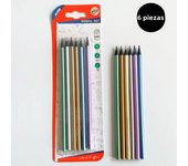 6pc black wood fluorescent color pencil writing drawing drawing pencil