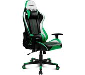 DRIFT Gaming DR175GREEN- Silla Gaming Profesional, polipiel, reposabrazos ajustables 2D, piston clase 4, giratoria, mecanismo de mariposa, cojin lumbar y cervical, negro/blanco/verde