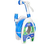 Aqua Control C2102 Set de Riego para Patios y Terrazas, Manguera + Carrito Portamanguera, Azul, Diámetro de 8 mm