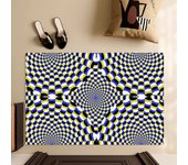 3D Illusion Black and White Checkerboard Floor Mat Bedroom Kitchen Door Bath House Super Absorbent Foot Non-slip